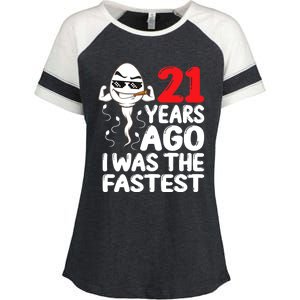 21st Birthday Gag dress 21 Years Ago I Was The Fastest Funny Enza Ladies Jersey Colorblock Tee