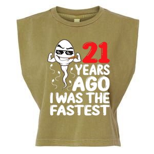 21st Birthday Gag dress 21 Years Ago I Was The Fastest Funny Garment-Dyed Women's Muscle Tee