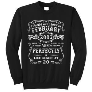 20th Birthday Gift Legends Born In February 2003 20 Year Old Cute Sweatshirt