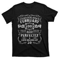 20th Birthday Gift Legends Born In February 2003 20 Year Old Cute T-Shirt