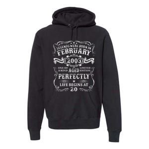 20th Birthday Gift Legends Born In February 2003 20 Year Old Cute Premium Hoodie