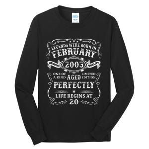 20th Birthday Gift Legends Born In February 2003 20 Year Old Cute Tall Long Sleeve T-Shirt