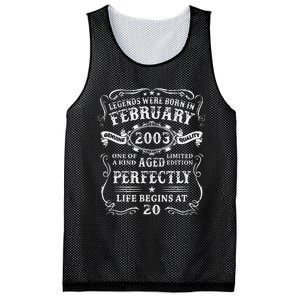 20th Birthday Gift Legends Born In February 2003 20 Year Old Cute Mesh Reversible Basketball Jersey Tank