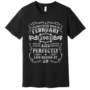 20th Birthday Gift Legends Born In February 2003 20 Year Old Cute Premium T-Shirt