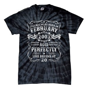 20th Birthday Gift Legends Born In February 2003 20 Year Old Cute Tie-Dye T-Shirt