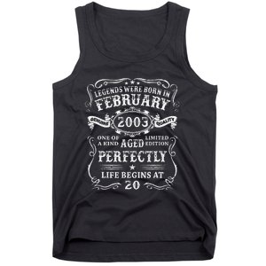 20th Birthday Gift Legends Born In February 2003 20 Year Old Cute Tank Top