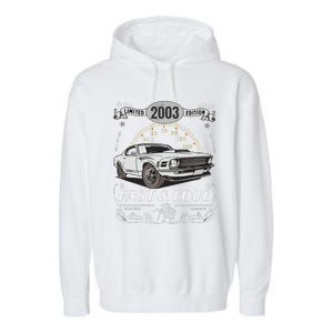 20th Birthday Gift Muscle Car Women Born 2003 Garment-Dyed Fleece Hoodie