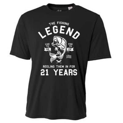 21st Birthday Gift The Fishing Legend 21 Years Fisherman Cooling Performance Crew T-Shirt