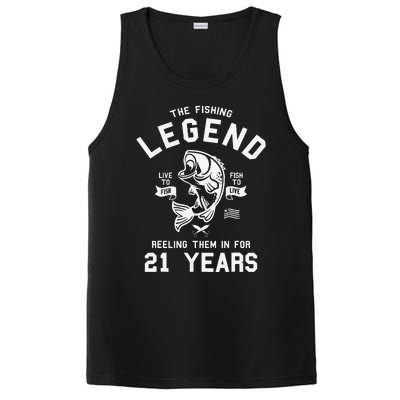 21st Birthday Gift The Fishing Legend 21 Years Fisherman PosiCharge Competitor Tank