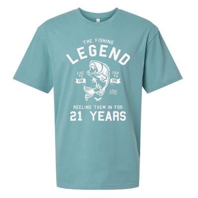 21st Birthday Gift The Fishing Legend 21 Years Fisherman Sueded Cloud Jersey T-Shirt