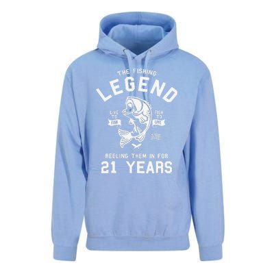 21st Birthday Gift The Fishing Legend 21 Years Fisherman Unisex Surf Hoodie