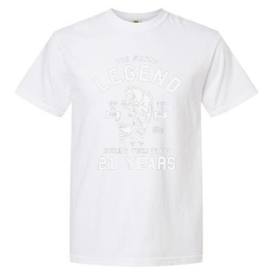 21st Birthday Gift The Fishing Legend 21 Years Fisherman Garment-Dyed Heavyweight T-Shirt