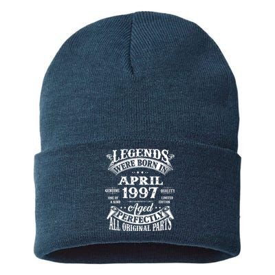 26th Birthday Gift Legends Born In April 1997 26 Years Old Sustainable Knit Beanie