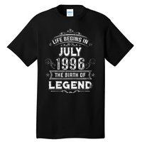 27th Birthday Gifts Vintage July 1996 27 Years Old Tall T-Shirt