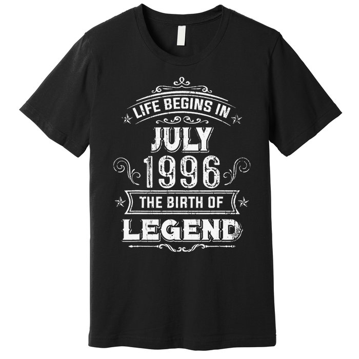 27th Birthday Gifts Vintage July 1996 27 Years Old Premium T-Shirt