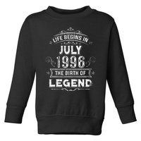 27th Birthday Gifts Vintage July 1996 27 Years Old Toddler Sweatshirt