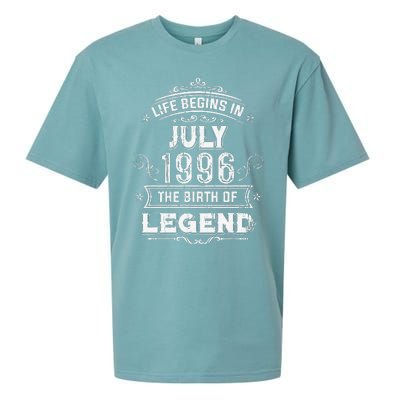 27th Birthday Gifts Vintage July 1996 27 Years Old Sueded Cloud Jersey T-Shirt