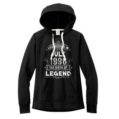 27th Birthday Gifts Vintage July 1996 27 Years Old Women's Fleece Hoodie