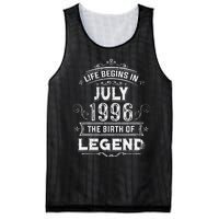 27th Birthday Gifts Vintage July 1996 27 Years Old Mesh Reversible Basketball Jersey Tank