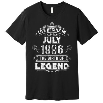 27th Birthday Gifts Vintage July 1996 27 Years Old Premium T-Shirt