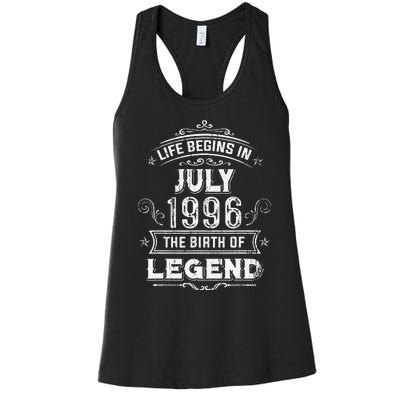 27th Birthday Gifts Vintage July 1996 27 Years Old Women's Racerback Tank