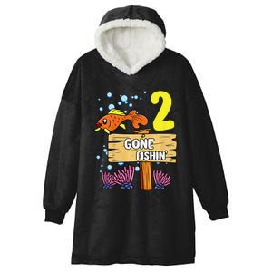 2nd Birthday Gone Fishin Sign Underwater Ocean Hooded Wearable Blanket