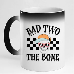 2nd Birthday Halloween Skeleton Boy Bad Two The Bone 11oz Black Color Changing Mug