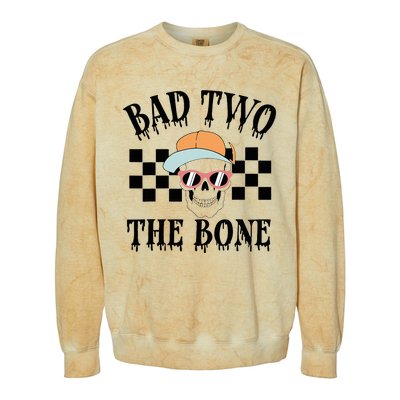 2nd Birthday Halloween Skeleton Boy Bad Two The Bone Colorblast Crewneck Sweatshirt