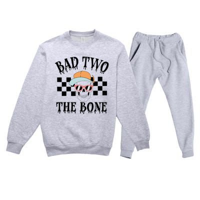 2nd Birthday Halloween Skeleton Boy Bad Two The Bone Premium Crewneck Sweatsuit Set