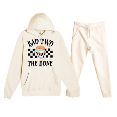 2nd Birthday Halloween Skeleton Boy Bad Two The Bone Premium Hooded Sweatsuit Set