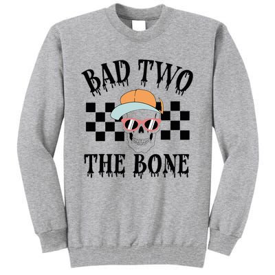 2nd Birthday Halloween Skeleton Boy Bad Two The Bone Tall Sweatshirt