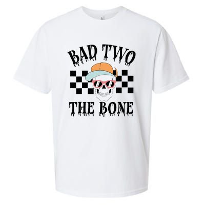 2nd Birthday Halloween Skeleton Boy Bad Two The Bone Sueded Cloud Jersey T-Shirt