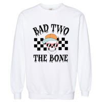 2nd Birthday Halloween Skeleton Boy Bad Two The Bone Garment-Dyed Sweatshirt