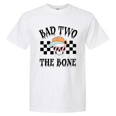 2nd Birthday Halloween Skeleton Boy Bad Two The Bone Garment-Dyed Heavyweight T-Shirt