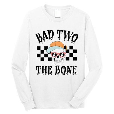 2nd Birthday Halloween Skeleton Boy Bad Two The Bone Long Sleeve Shirt