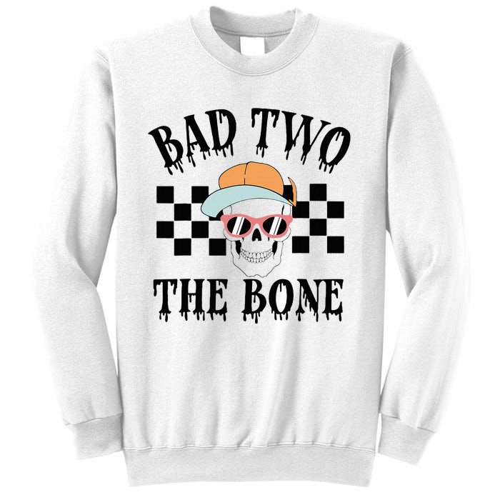 2nd Birthday Halloween Skeleton Boy Bad Two The Bone Sweatshirt