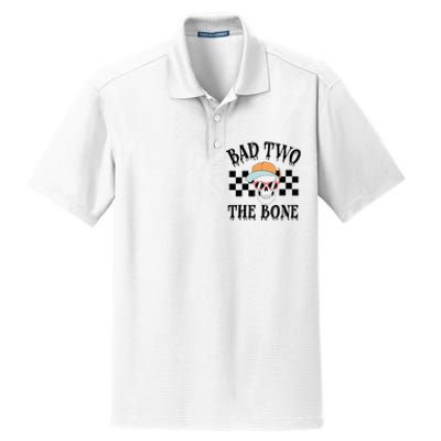 2nd Birthday Halloween Skeleton Boy Bad Two The Bone Dry Zone Grid Polo