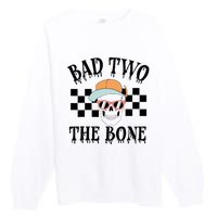 2nd Birthday Halloween Skeleton Boy Bad Two The Bone Premium Crewneck Sweatshirt