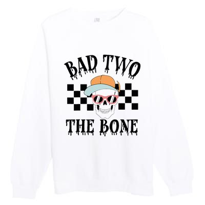 2nd Birthday Halloween Skeleton Boy Bad Two The Bone Premium Crewneck Sweatshirt