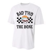 2nd Birthday Halloween Skeleton Boy Bad Two The Bone Performance Sprint T-Shirt