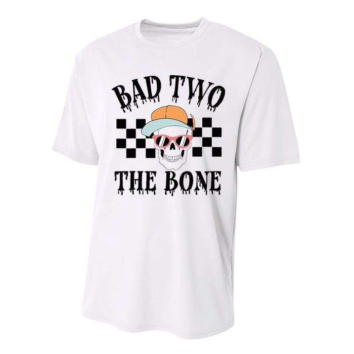 2nd Birthday Halloween Skeleton Boy Bad Two The Bone Performance Sprint T-Shirt