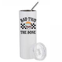 2nd Birthday Halloween Skeleton Boy Bad Two The Bone Stainless Steel Tumbler