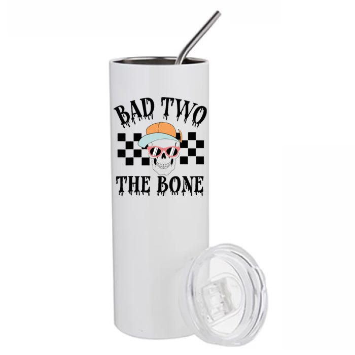 2nd Birthday Halloween Skeleton Boy Bad Two The Bone Stainless Steel Tumbler