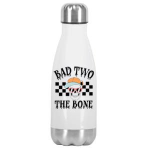 2nd Birthday Halloween Skeleton Boy Bad Two The Bone Stainless Steel Insulated Water Bottle