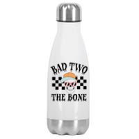 2nd Birthday Halloween Skeleton Boy Bad Two The Bone Stainless Steel Insulated Water Bottle