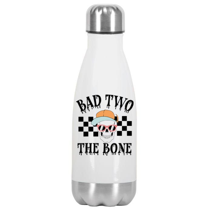 2nd Birthday Halloween Skeleton Boy Bad Two The Bone Stainless Steel Insulated Water Bottle