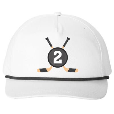 2nd Birthday Ice Hockey 2 Years Old Themed Birthday Party Snapback Five-Panel Rope Hat