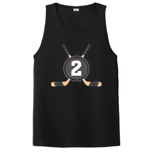 2nd Birthday Ice Hockey 2 Years Old Themed Birthday Party PosiCharge Competitor Tank