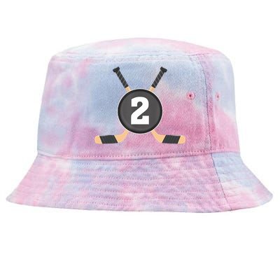 2nd Birthday Ice Hockey 2 Years Old Themed Birthday Party Tie-Dyed Bucket Hat