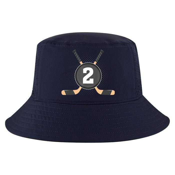 2nd Birthday Ice Hockey 2 Years Old Themed Birthday Party Cool Comfort Performance Bucket Hat